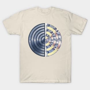 Record round in pale blue and yellow bubbles T-Shirt